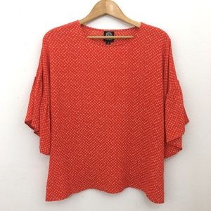 bobeau blouse bell sleeve orange size small
